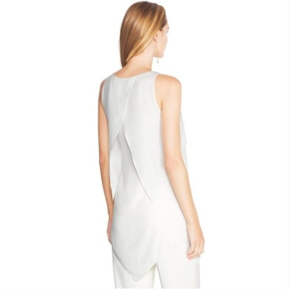 WHBM/White House Black Market Petal Back Tiered Tunic Sz XXS Crema White 254C - Picture 10 of 11